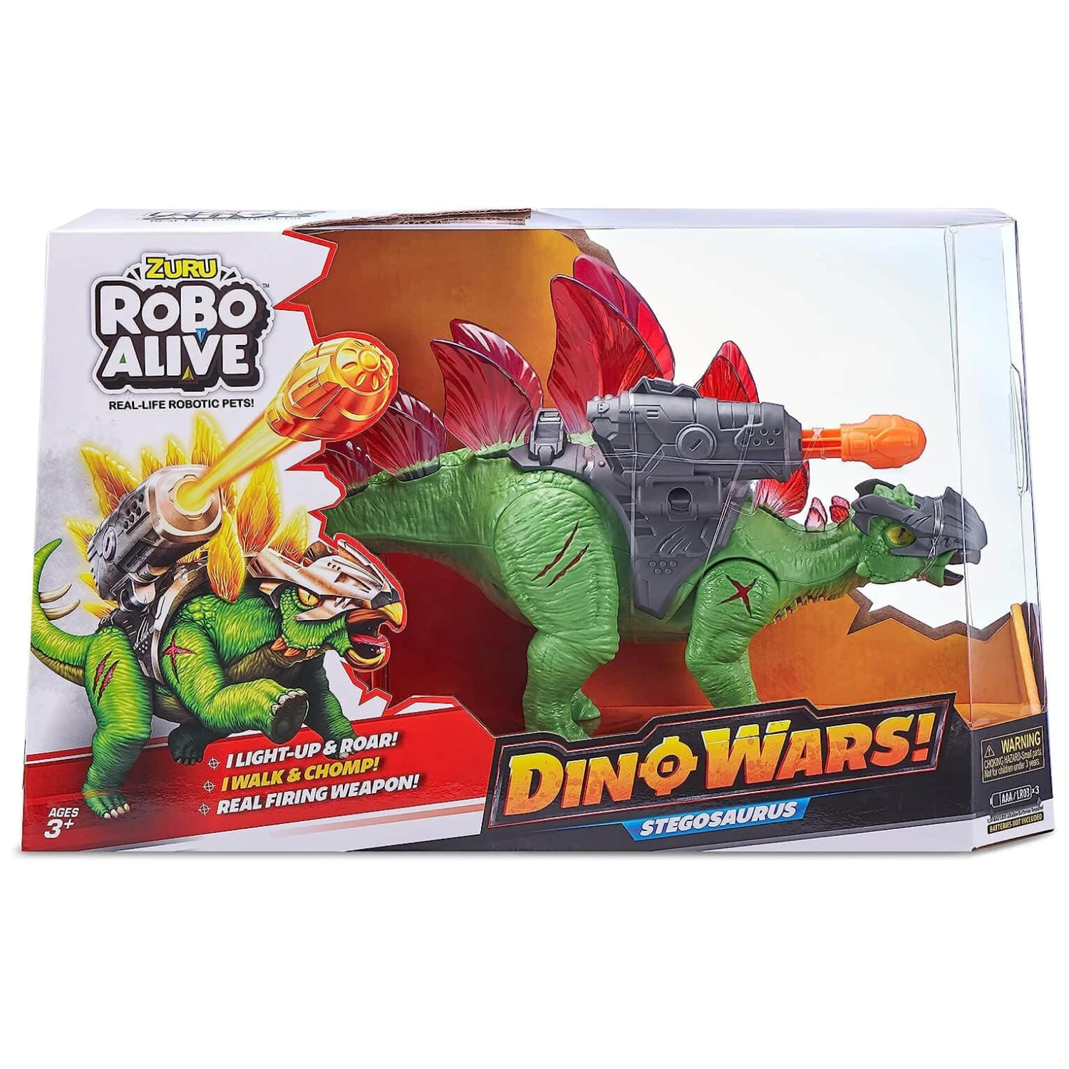 Robo Alive Dino Wars Stegosaurus Light Up Moving Roars 30cm 1 Robo Alive Dino Wars Stegosaurus Light Up Moving Roars 30cm