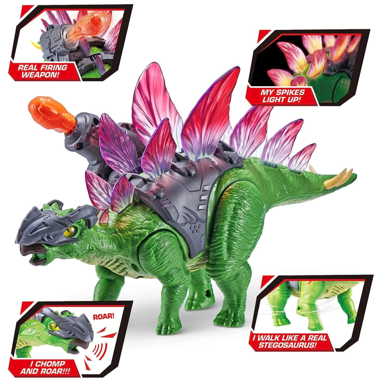 Robo Alive Dino Wars Stegosaurus Light Up Moving Roars 30cm 4 Robo Alive Dino Wars Stegosaurus Light Up Moving Roars 30cm - Image 4