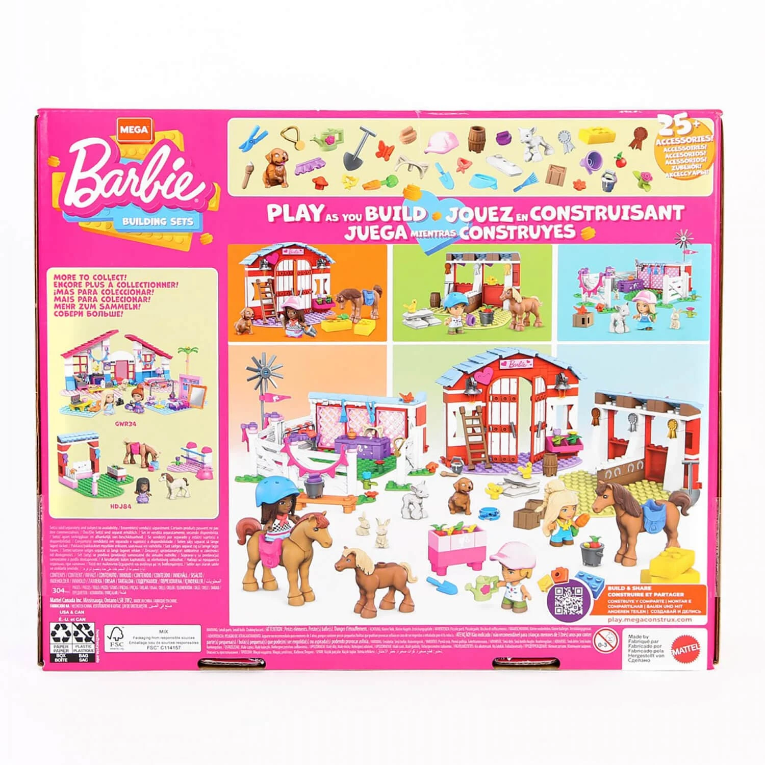 Barbie Horse Stables Mega Construx Building Set 304 Pieces 4 Barbie Horse Stables Mega Construx Building Set 304 Pieces - Image 4