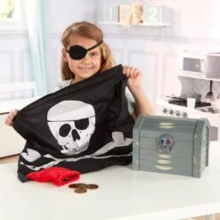 Melissa & Doug Wooden Pirate Chest Set Treasure Eye Patch Bandana -Toy Promotion Store HEA12576 3 opt