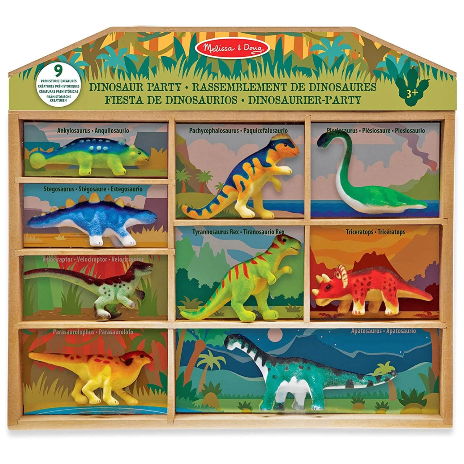 Melissa & Doug Dinosaur Party Play Set 9 Figures In Wooden Tray 1 Melissa & Doug Dinosaur Party Play Set 9 Figures In Wooden Tray