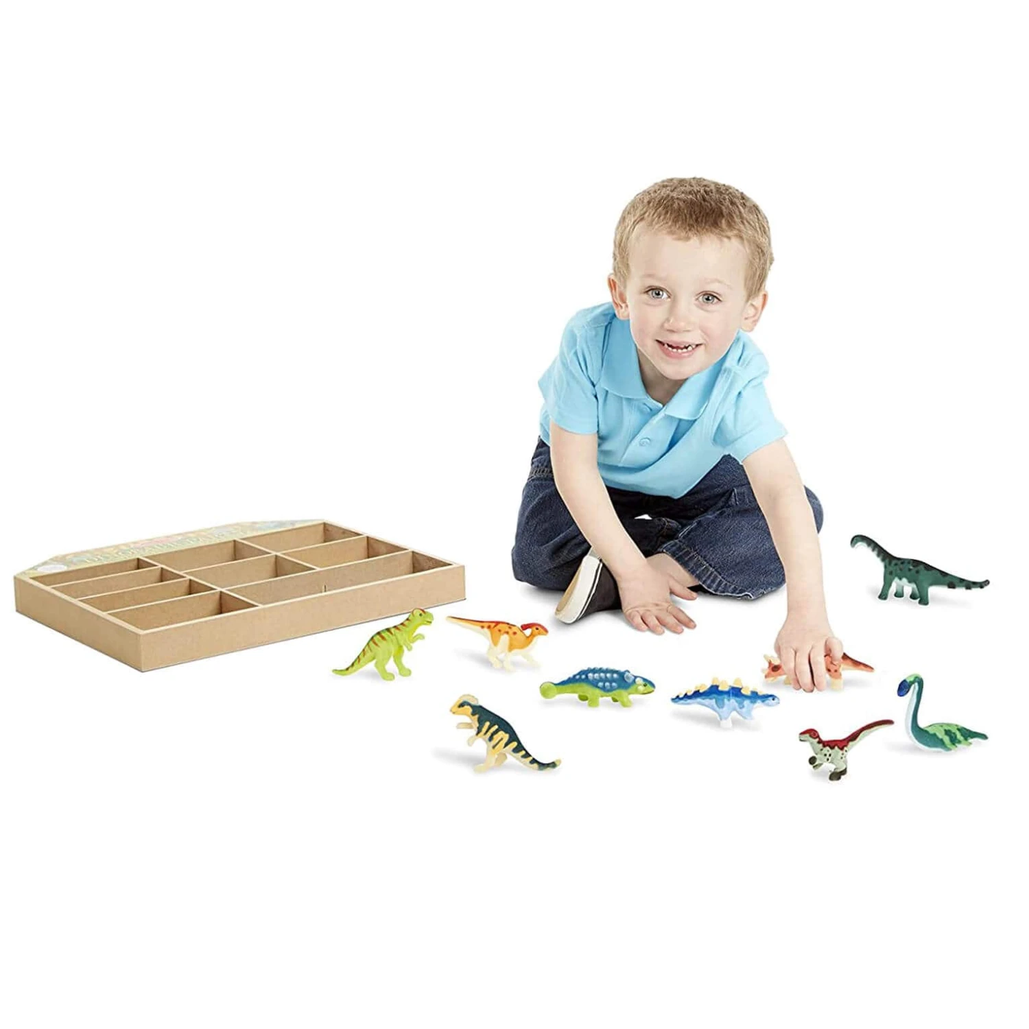 Melissa & Doug Dinosaur Party Play Set 9 Figures In Wooden Tray 3 Melissa & Doug Dinosaur Party Play Set 9 Figures In Wooden Tray - Image 3