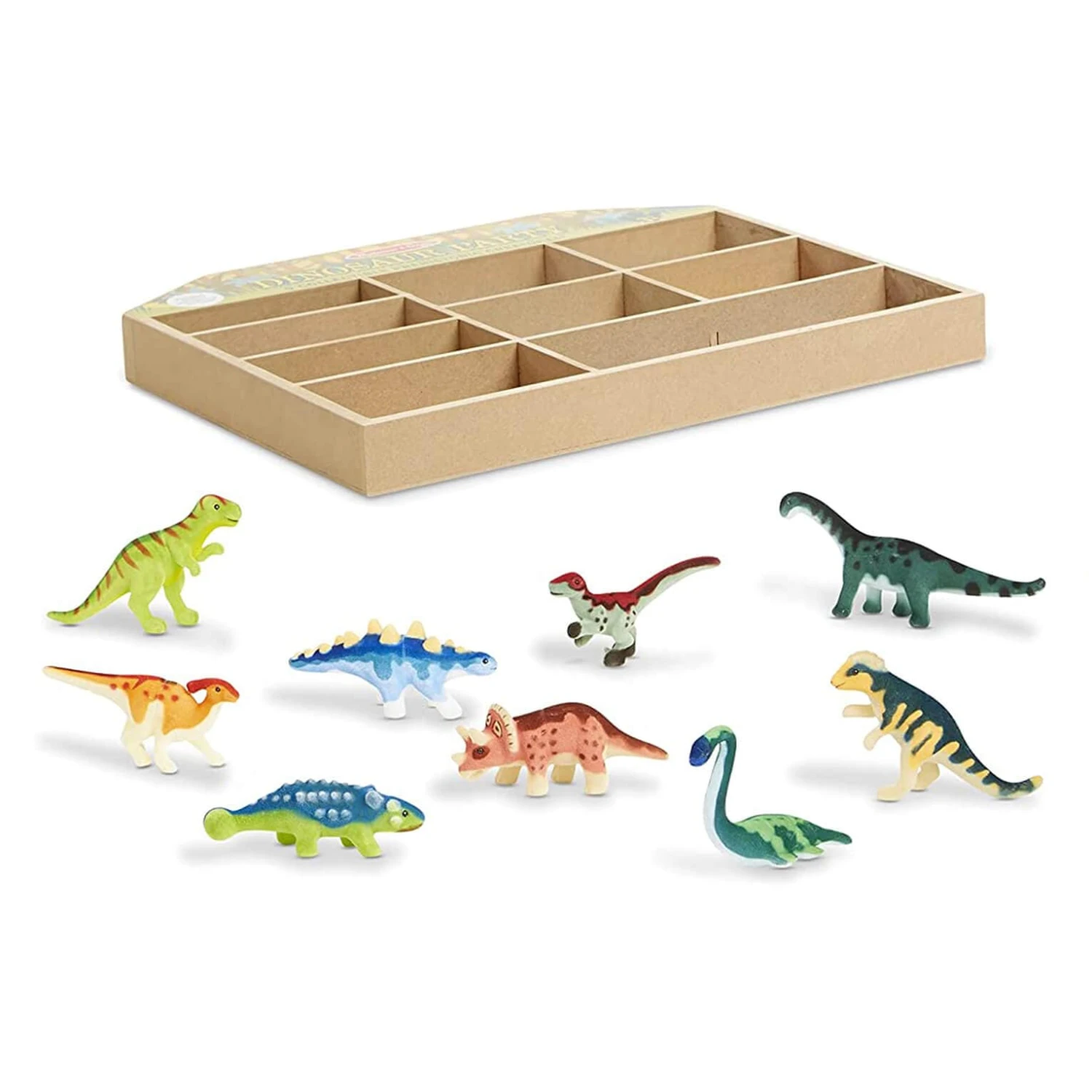 Melissa & Doug Dinosaur Party Play Set 9 Figures In Wooden Tray 4 Melissa & Doug Dinosaur Party Play Set 9 Figures In Wooden Tray - Image 4