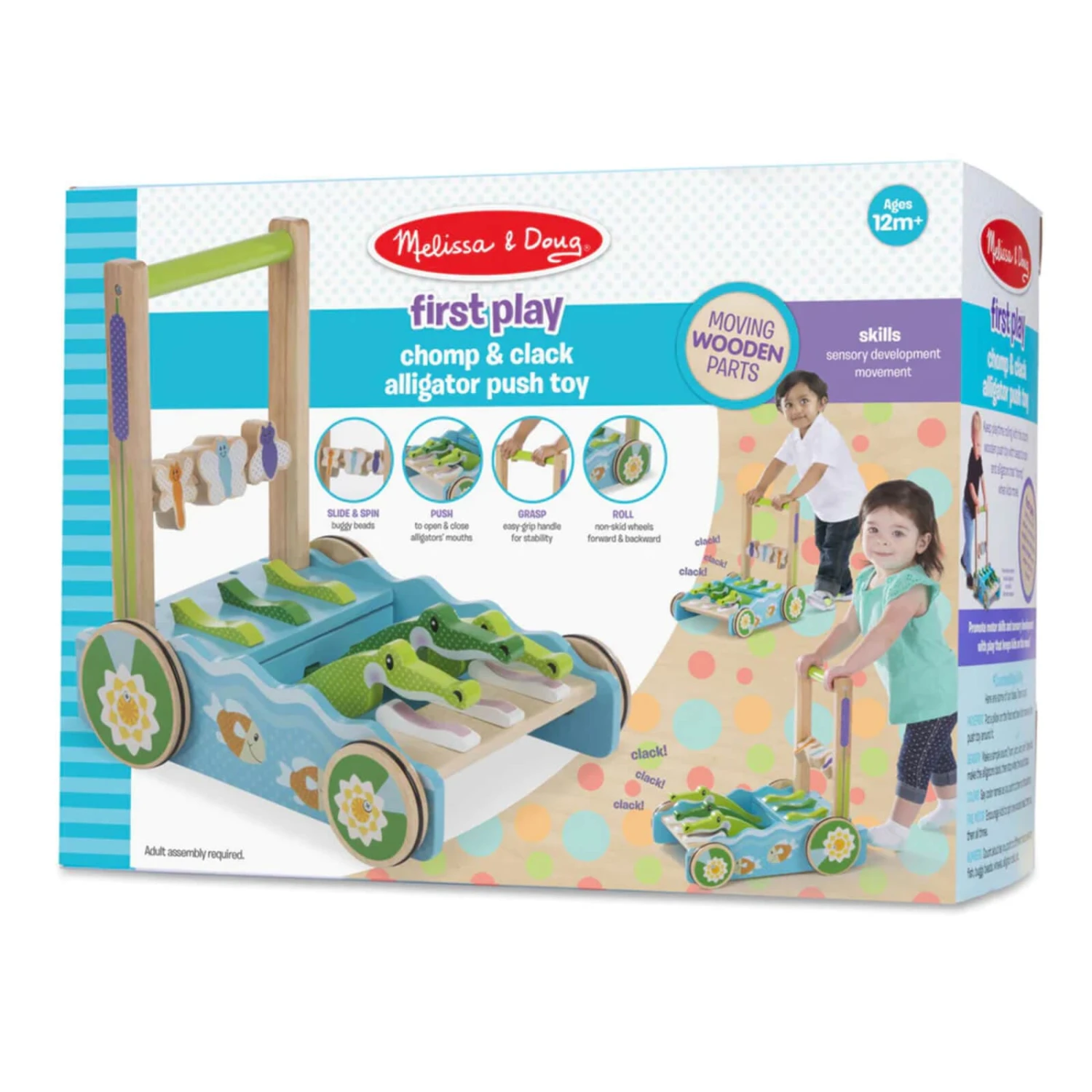 Melissa & Doug Chomp & Clack Alligator Wooden Push Along Toy 1 Melissa & Doug Chomp & Clack Alligator Wooden Push Along Toy