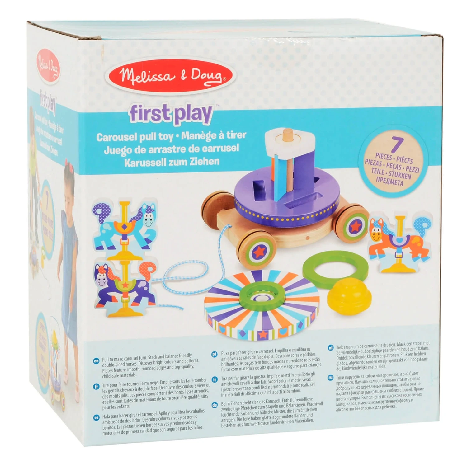 Carousel Pull Toy Wooden Horses Toddler Melissa & Doug 18m+ 5 Carousel Pull Toy Wooden Horses Toddler Melissa & Doug 18m+ - Image 5