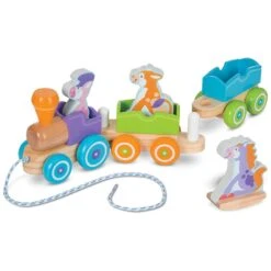 Melissa & Doug 6 Piece Wooden Pull Train Rocking Farm Animals -Toy Promotion Store HEA14608 3 opt