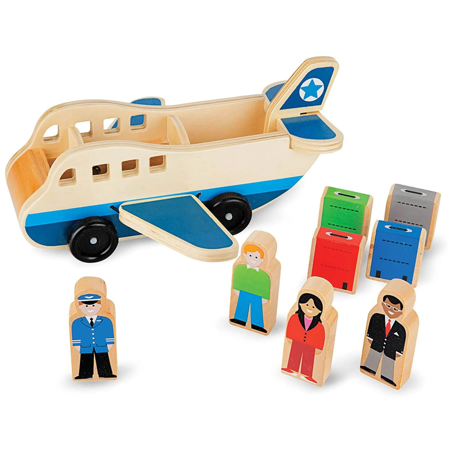 Melissa & Doug Wooden Airplane 9 Pieces Toy Figures Suitcases 3 Melissa & Doug Wooden Airplane 9 Pieces Toy Figures Suitcases - Image 3