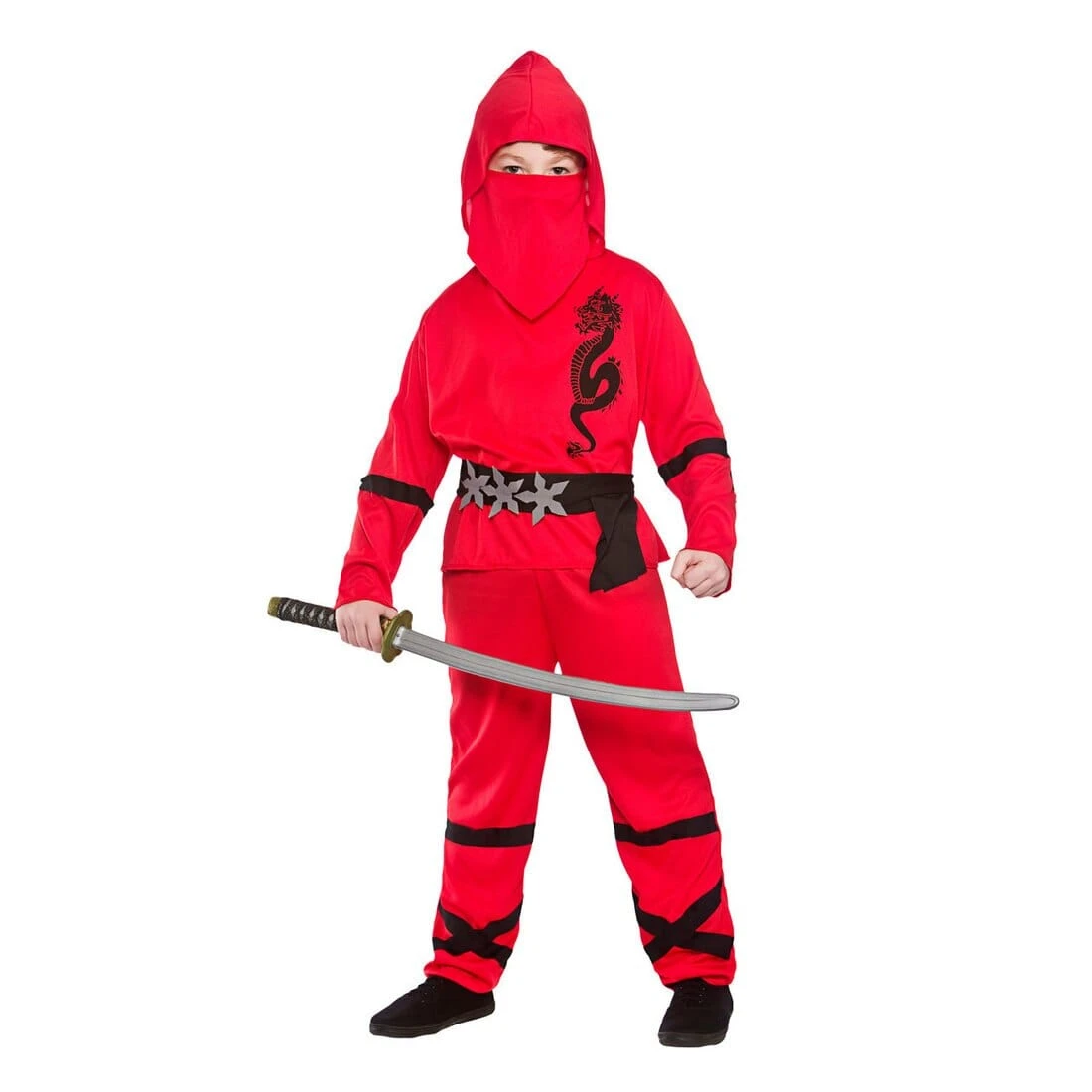 Boys Power Ninja Japanese Fighter Red Halloween Costume 1 Boys Power Ninja Japanese Fighter Red Halloween Costume