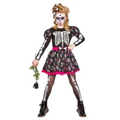 Girls Skull Of The Dead Fancy Dress Halloween Costume